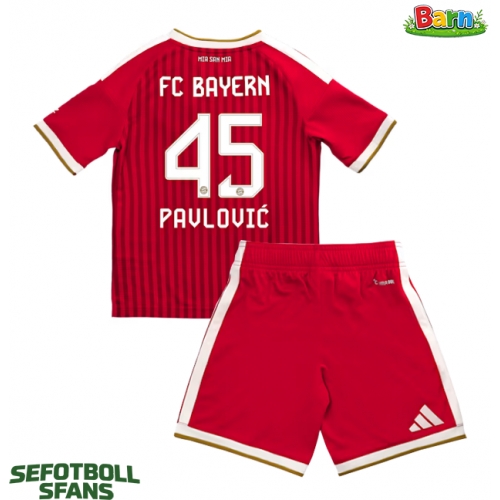 Bayern Munich Aleksandar Pavlovic #45 Hemmaställ Barn 2026-27 Kortärmad (+ Korta byxor)